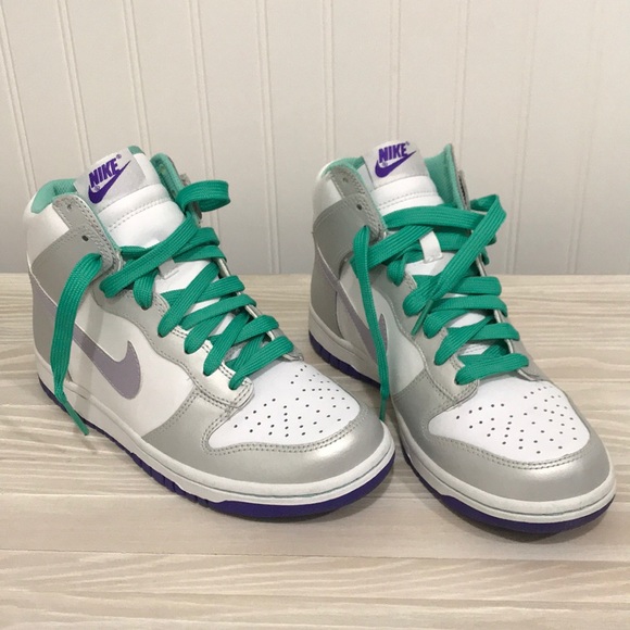 Nike Shoes - Nike Dunk High 🙌🏻 Silver Teal and Purple